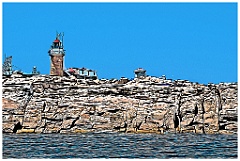 Matinicus Rock Light Over Island Rocky Shore  -Digital Painting